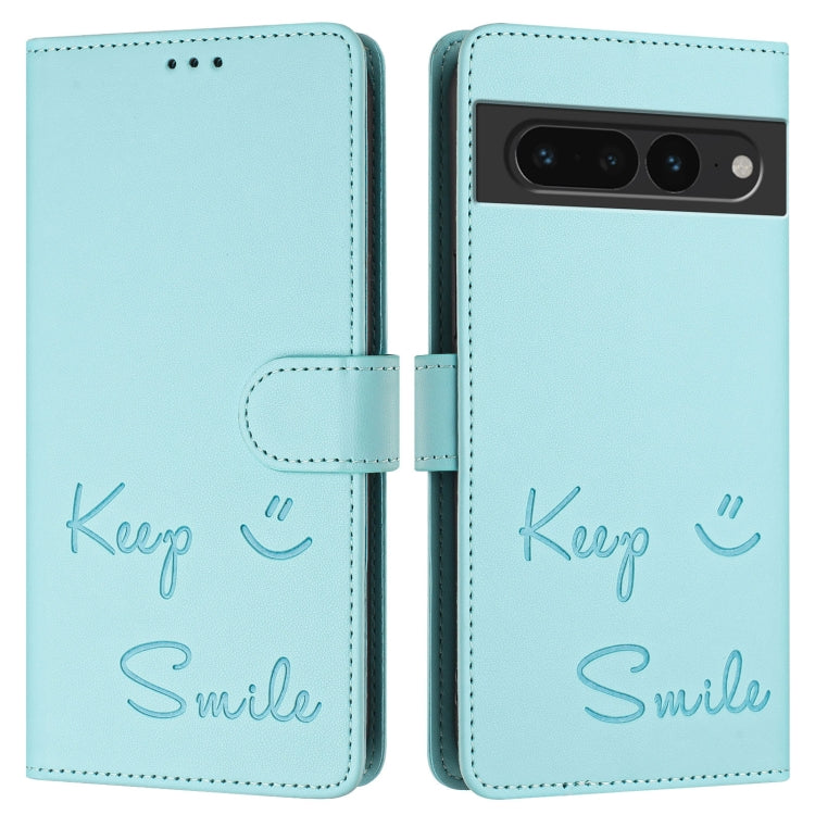 For Google Pixel 7 Pro Smile Embossing RFID Leather Phone Case