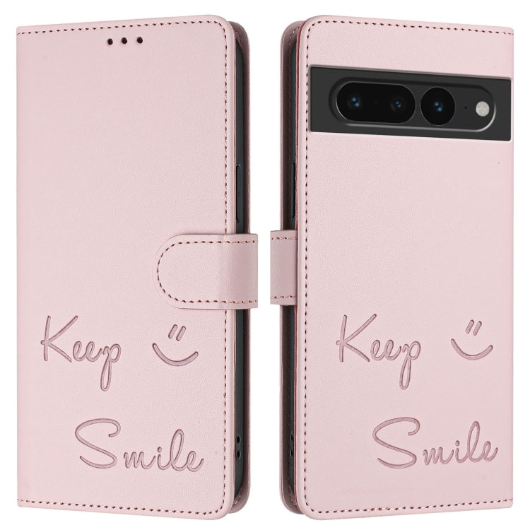 For Google Pixel 7 Pro Smile Embossing RFID Leather Phone Case