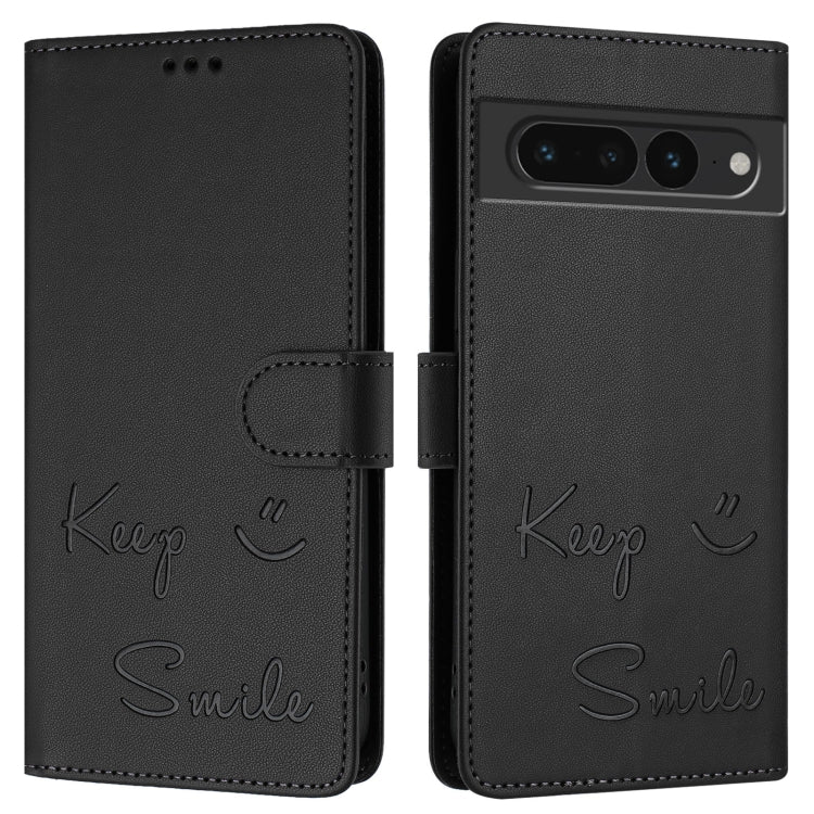 For Google Pixel 7 Pro Smile Embossing RFID Leather Phone Case