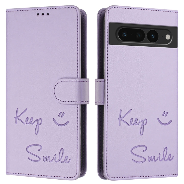 For Google Pixel 7 Pro Smile Embossing RFID Leather Phone Case