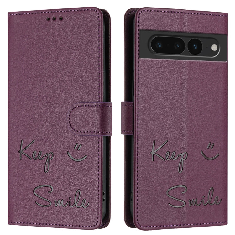 For Google Pixel 7 Pro Smile Embossing RFID Leather Phone Case