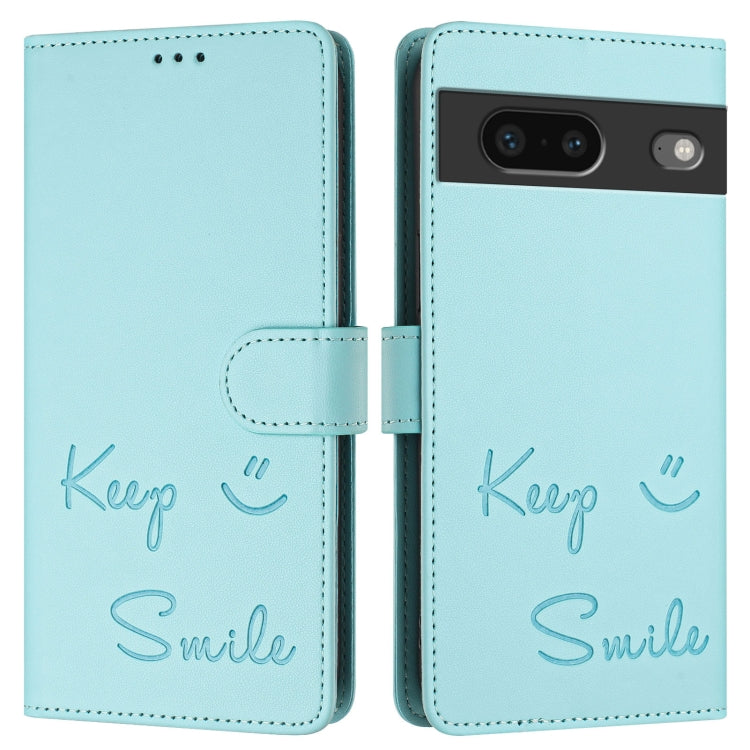 For Google Pixel 7 Smile Embossing RFID Leather Phone Case