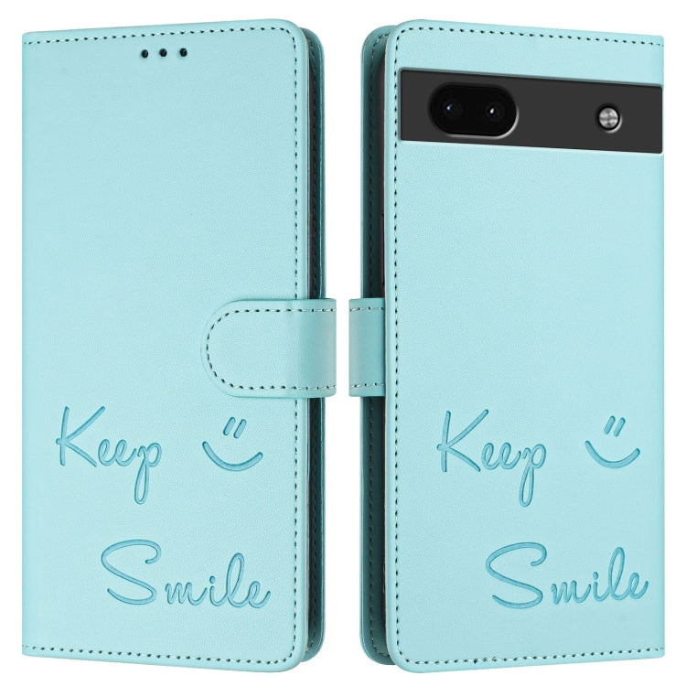 For Google Pixel 6a Smile Embossing RFID Leather Phone Case