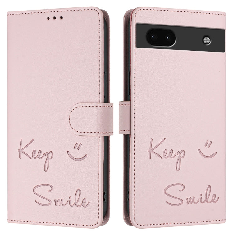 For Google Pixel 6a Smile Embossing RFID Leather Phone Case