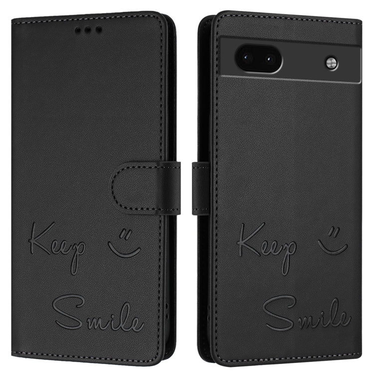 For Google Pixel 6a Smile Embossing RFID Leather Phone Case