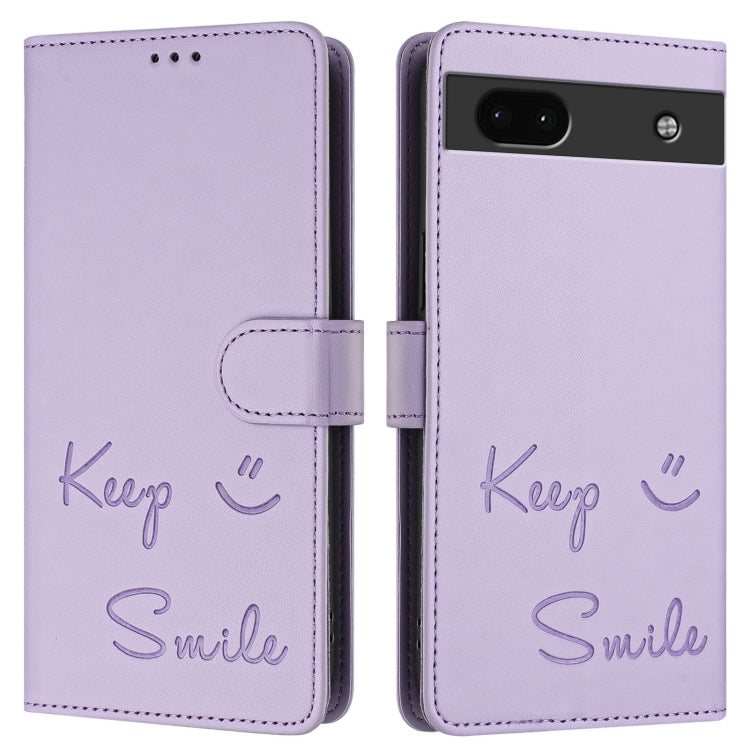 For Google Pixel 6a Smile Embossing RFID Leather Phone Case