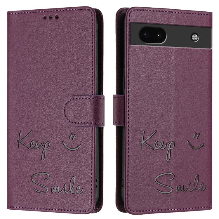 For Google Pixel 6a Smile Embossing RFID Leather Phone Case