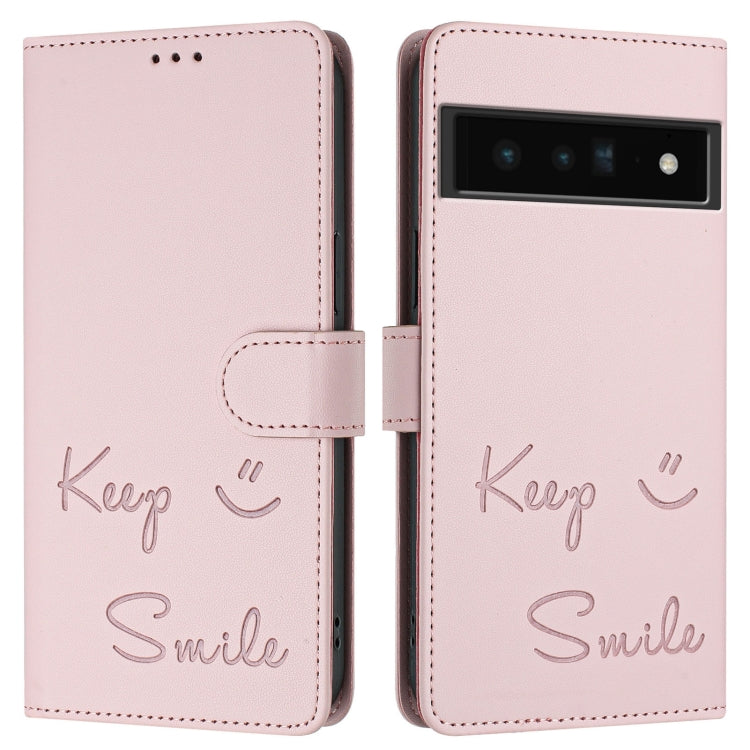 For Google Pixel 6 Pro Smile Embossing RFID Leather Phone Case