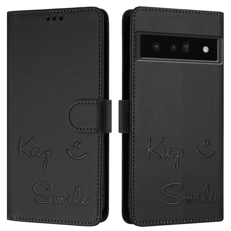 For Google Pixel 6 Pro Smile Embossing RFID Leather Phone Case