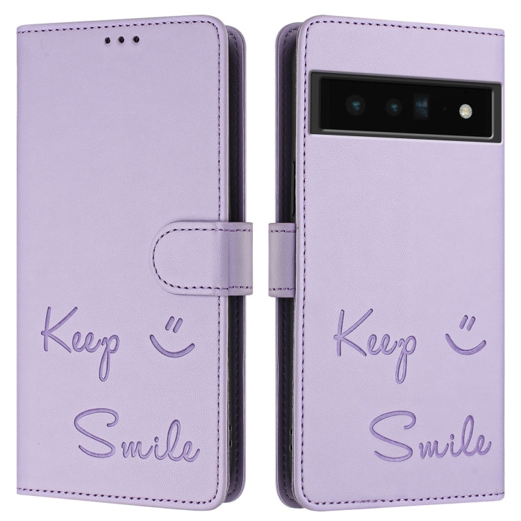 For Google Pixel 6 Pro Smile Embossing RFID Leather Phone Case