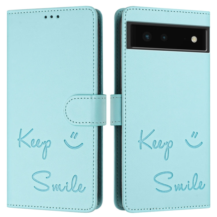 For Google Pixel 6 Smile Embossing RFID Leather Phone Case