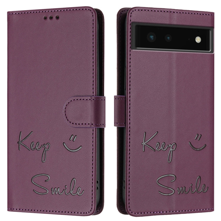 For Google Pixel 6 Smile Embossing RFID Leather Phone Case