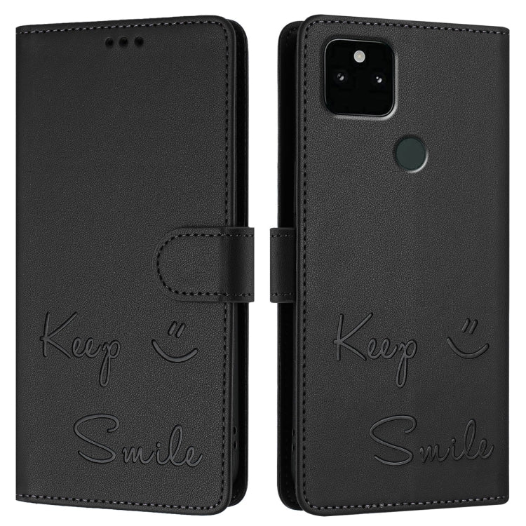 For Google Pixel 5a Smile Embossing RFID Leather Phone Case