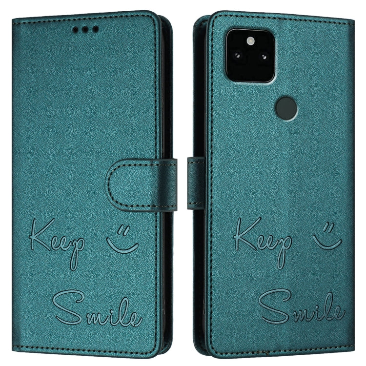 For Google Pixel 5a Smile Embossing RFID Leather Phone Case