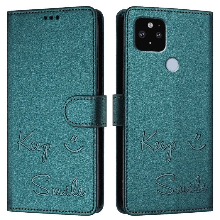 For Google Pixel 5 XL / Pixel 4a 5G Smile Embossing RFID Leather Phone Case