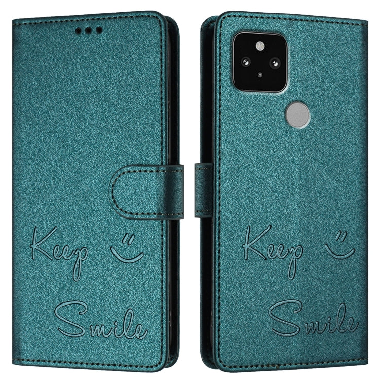 For Google Pixel 5 Smile Embossing RFID Leather Phone Case