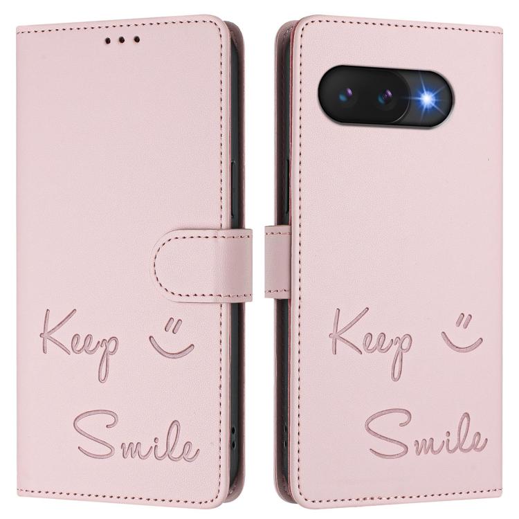 For Google Pixel 9a Smile Embossing RFID Leather Phone Case