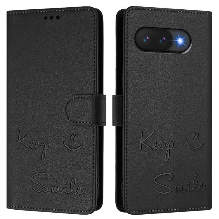 For Google Pixel 9a Smile Embossing RFID Leather Phone Case