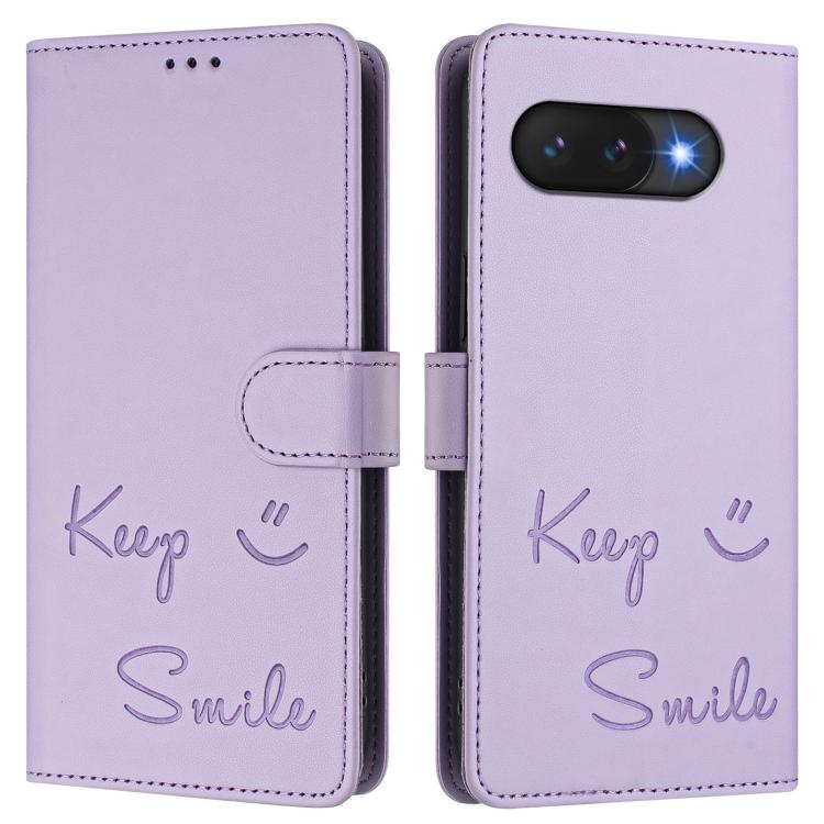 For Google Pixel 9a Smile Embossing RFID Leather Phone Case