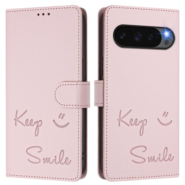 For Google Pixel 10 Pro XL 5G Global Smile Embossing RFID Leather Phone Case