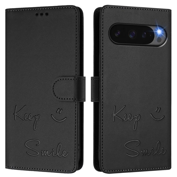 For Google Pixel 10 Pro XL 5G Global Smile Embossing RFID Leather Phone Case