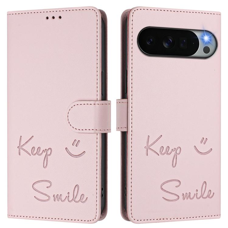 For Google Pixel 11 Pro XL Smile Embossing RFID Leather Phone Case