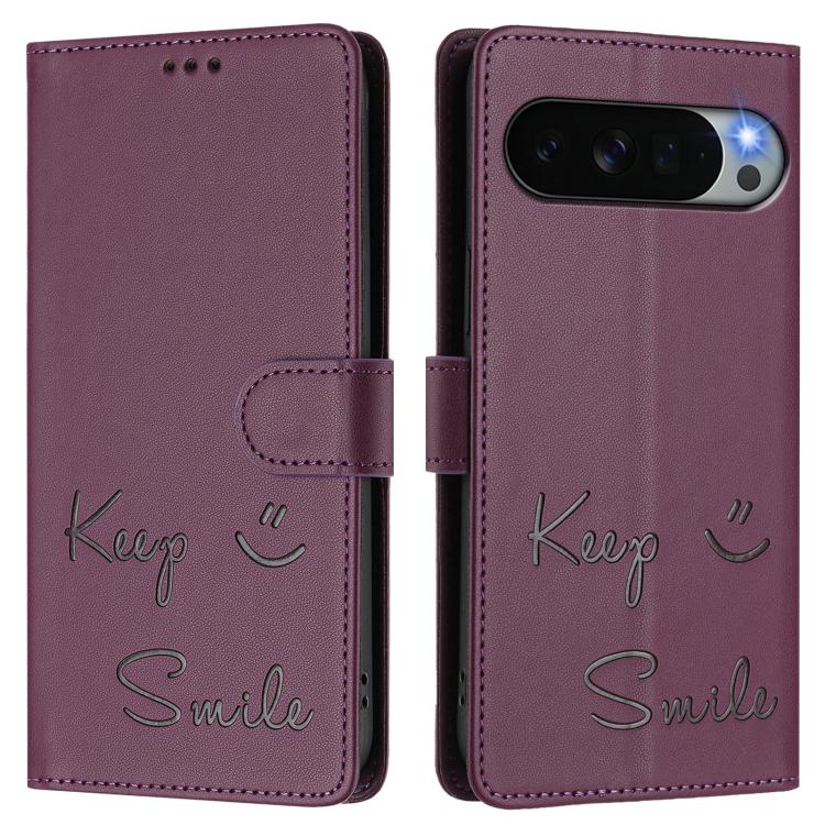 For Google Pixel 11 Pro XL Smile Embossing RFID Leather Phone Case