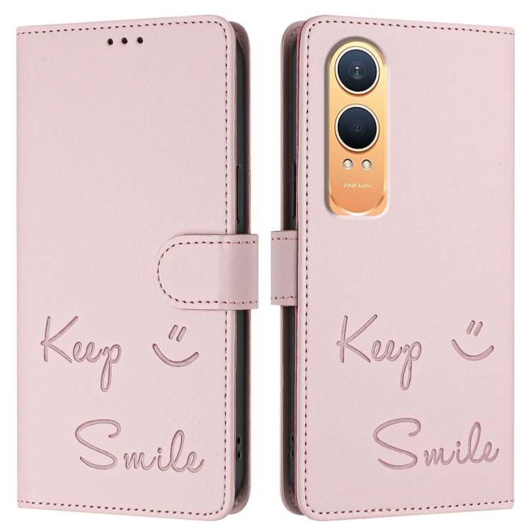 For OnePlus Nord CE4 Lite Smile Embossing RFID Leather Phone Case