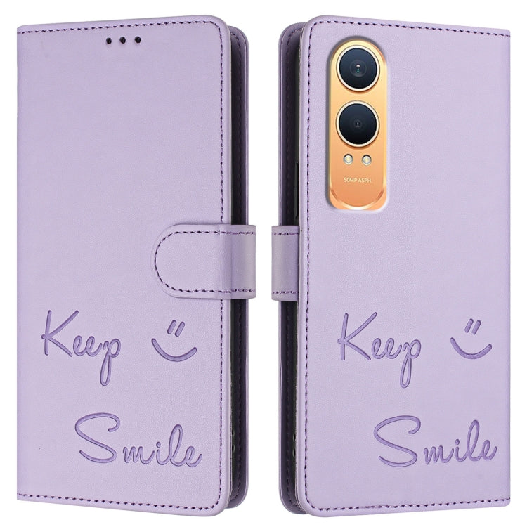 For OnePlus Nord CE4 Lite Smile Embossing RFID Leather Phone Case