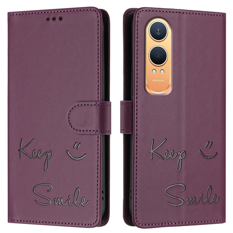 For OnePlus Nord CE4 Lite Smile Embossing RFID Leather Phone Case