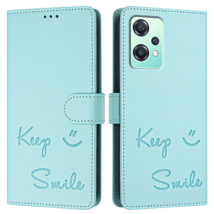 For OnePlus Nord 2 Lite Smile Embossing RFID Leather Phone Case