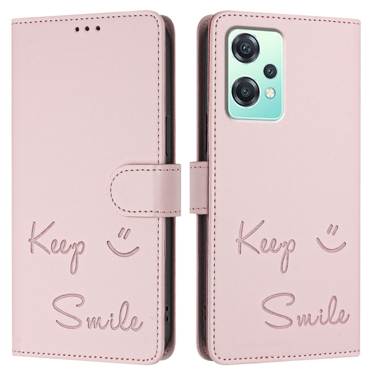 For OnePlus Nord 2 Lite Smile Embossing RFID Leather Phone Case