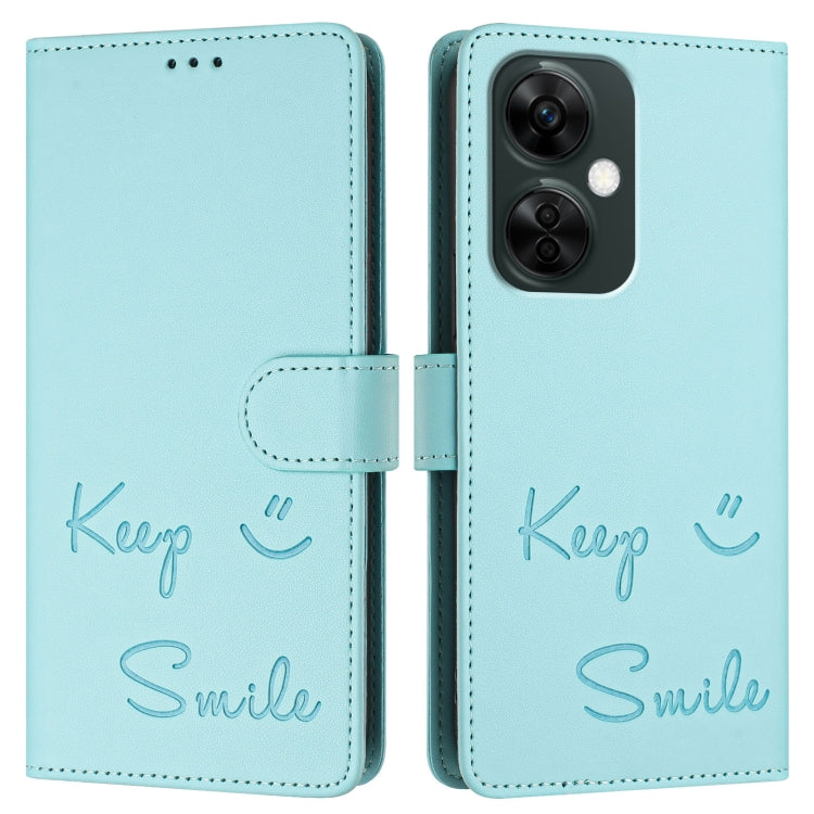 For OnePlus Nord CE3 Smile Embossing RFID Leather Phone Case