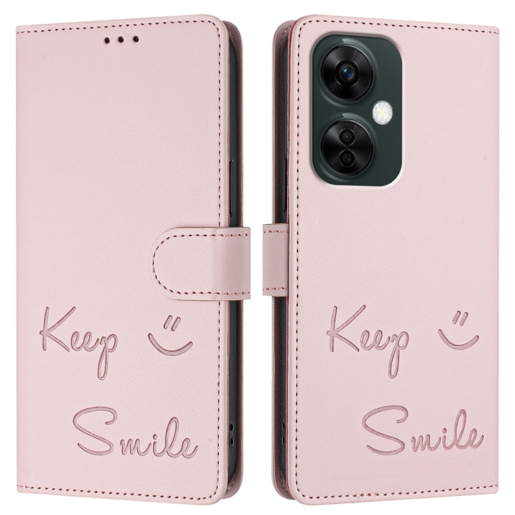 For OnePlus Nord CE3 Smile Embossing RFID Leather Phone Case