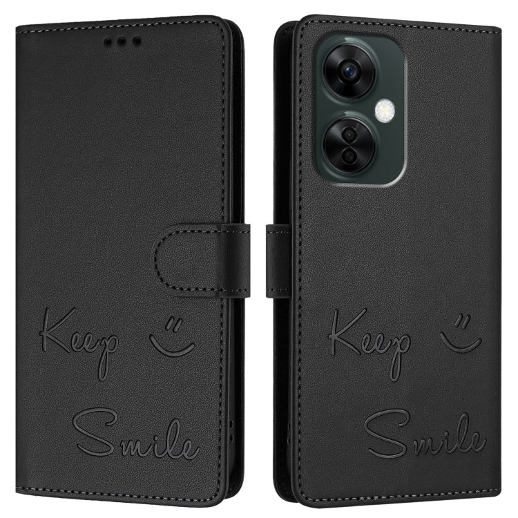 For OnePlus Nord CE3 Smile Embossing RFID Leather Phone Case