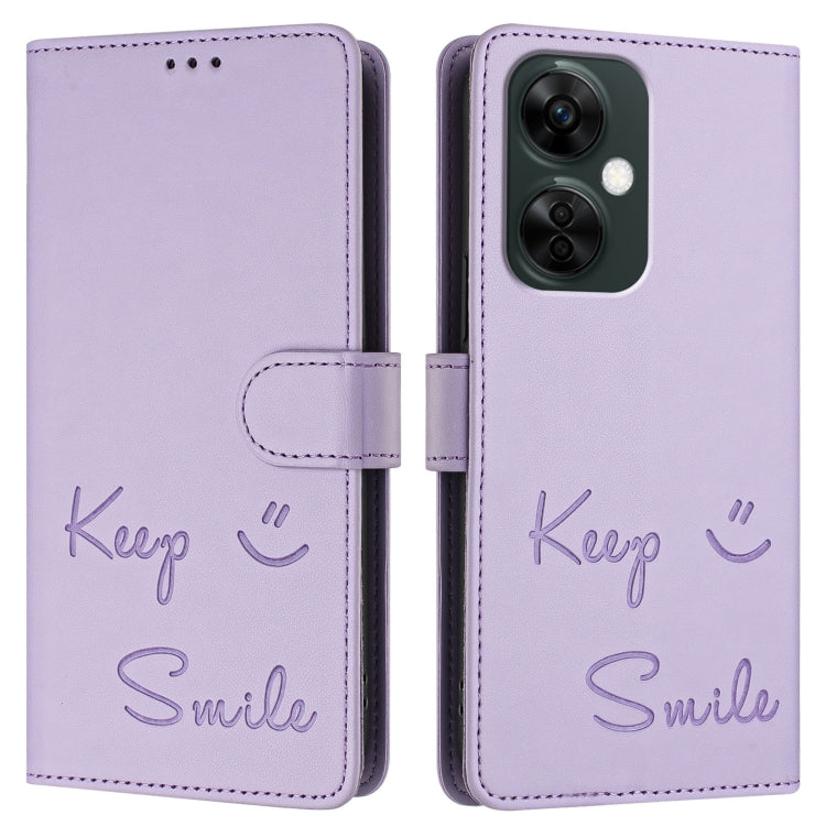 For OnePlus Nord CE3 Smile Embossing RFID Leather Phone Case