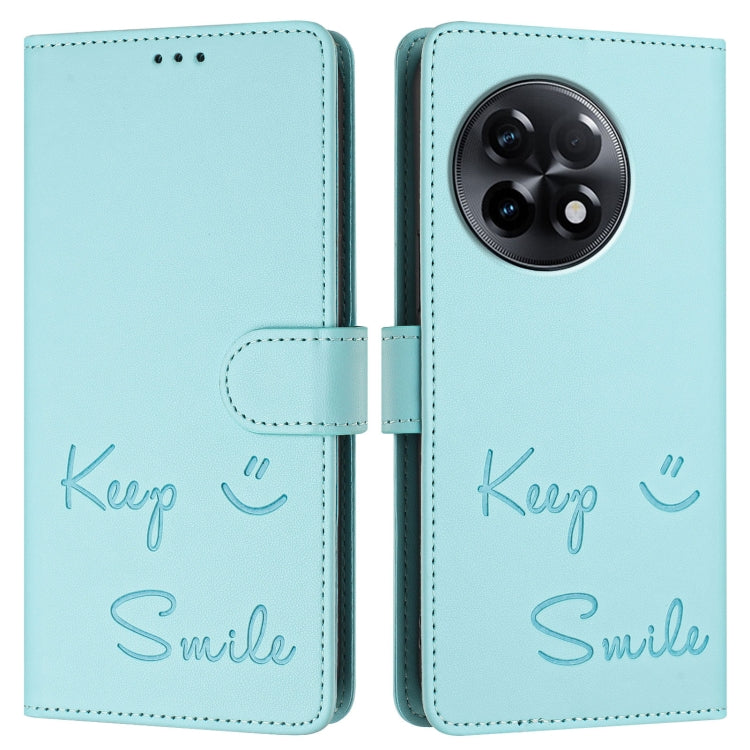 For OnePlus 11R 5G Global Smile Embossing RFID Leather Phone Case