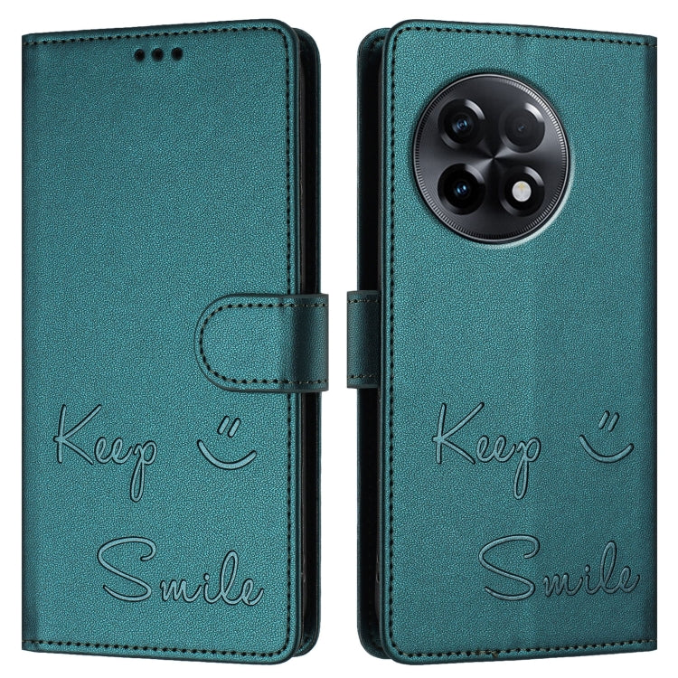 For OnePlus 11R 5G Global Smile Embossing RFID Leather Phone Case
