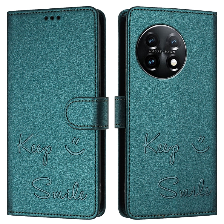 For OnePlus 11 Smile Embossing RFID Leather Phone Case
