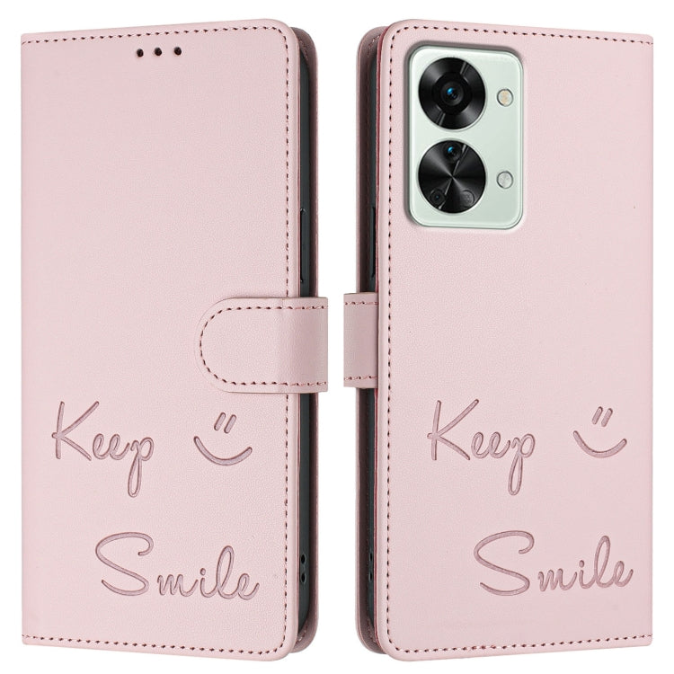 For OnePlus Nord 2T Smile Embossing RFID Leather Phone Case