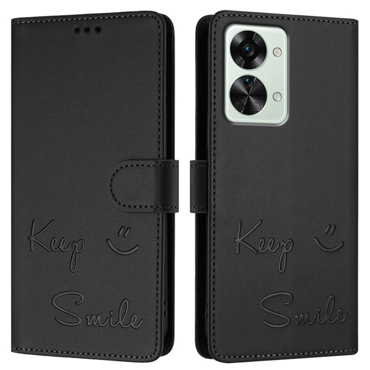 For OnePlus Nord 2T Smile Embossing RFID Leather Phone Case