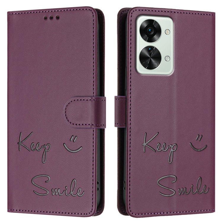 For OnePlus Nord 2T Smile Embossing RFID Leather Phone Case