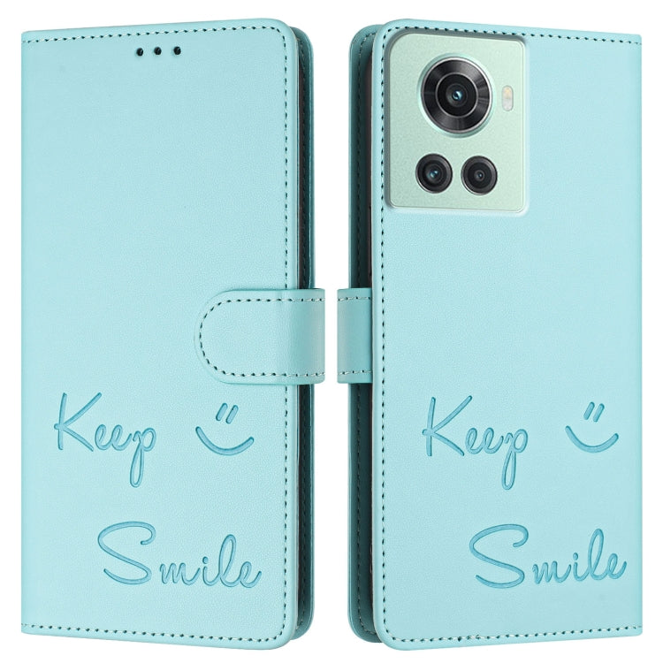 For OnePlus 10R / Ace Smile Embossing RFID Leather Phone Case