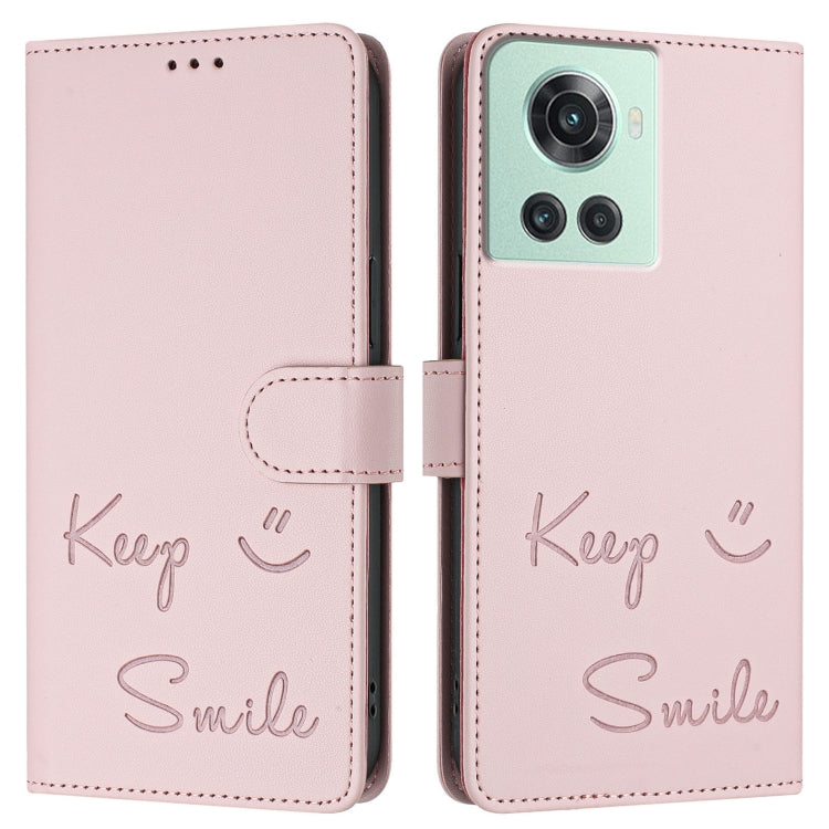 For OnePlus 10R / Ace Smile Embossing RFID Leather Phone Case