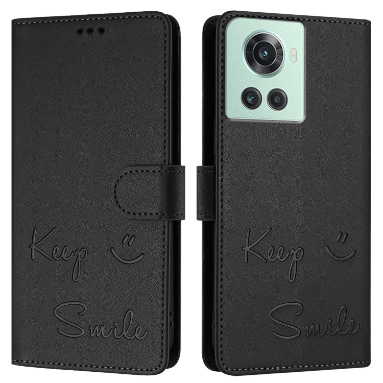 For OnePlus 10R / Ace Smile Embossing RFID Leather Phone Case