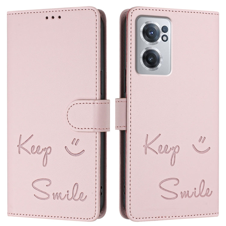 For OnePlus Nord CE 2 5G Smile Embossing RFID Leather Phone Case
