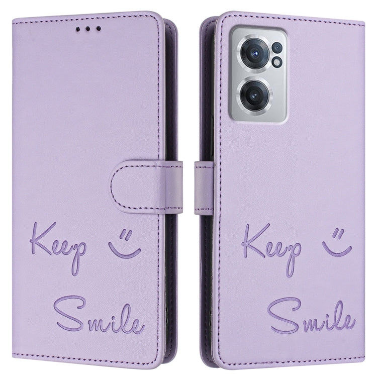 For OnePlus Nord CE 2 5G Smile Embossing RFID Leather Phone Case