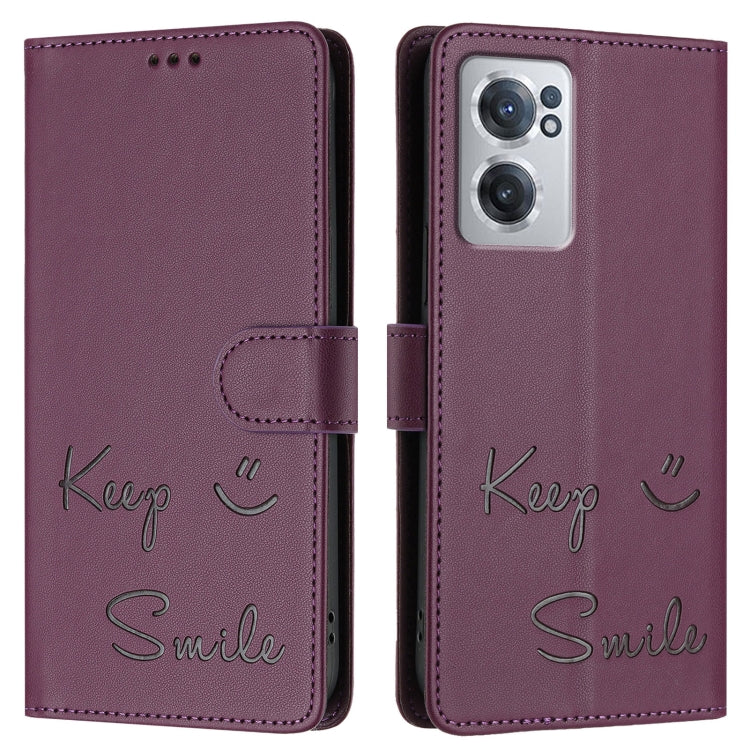 For OnePlus Nord CE 2 5G Smile Embossing RFID Leather Phone Case