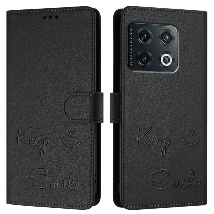 For OnePlus 10 Pro Smile Embossing RFID Leather Phone Case
