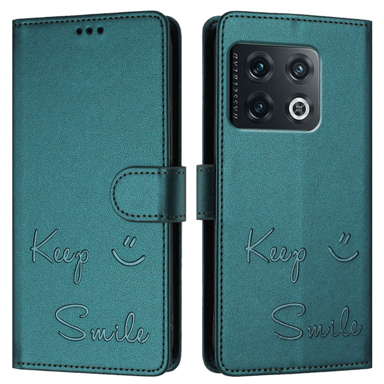 For OnePlus 10 Pro Smile Embossing RFID Leather Phone Case
